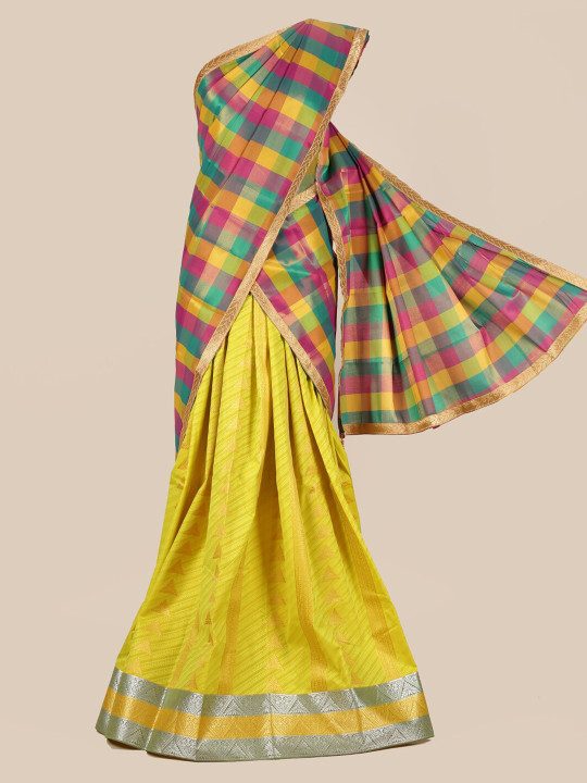 Multicoloured Woven Design Half Saree