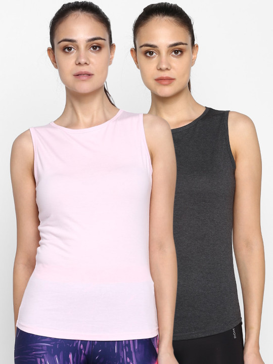 appulse Women Multicoloured Pack of 2 Solid Round Neck T-shirt