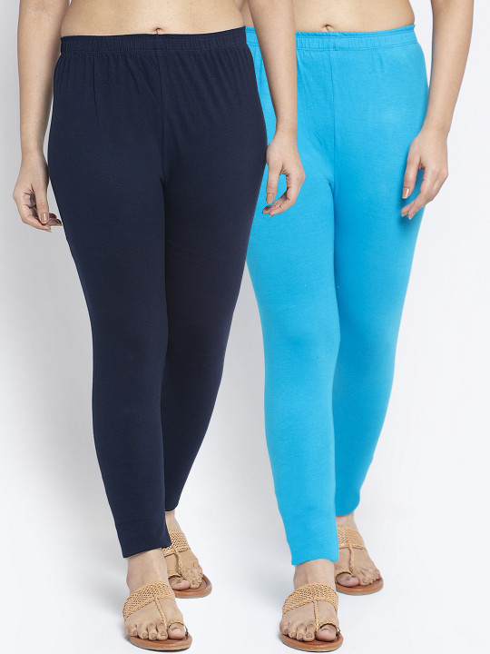 Women Pack Of 2 Solid Ankle-Length Leggings