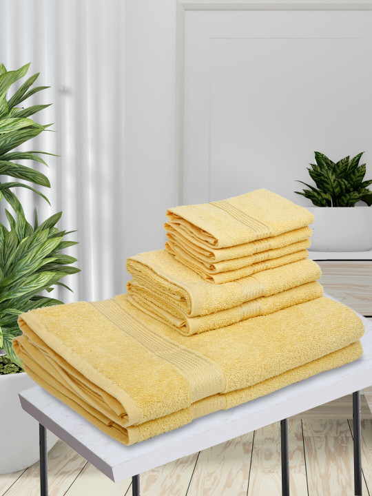 KOPA Set of 8 Yellow Solid 380 GSM Cotton Towels