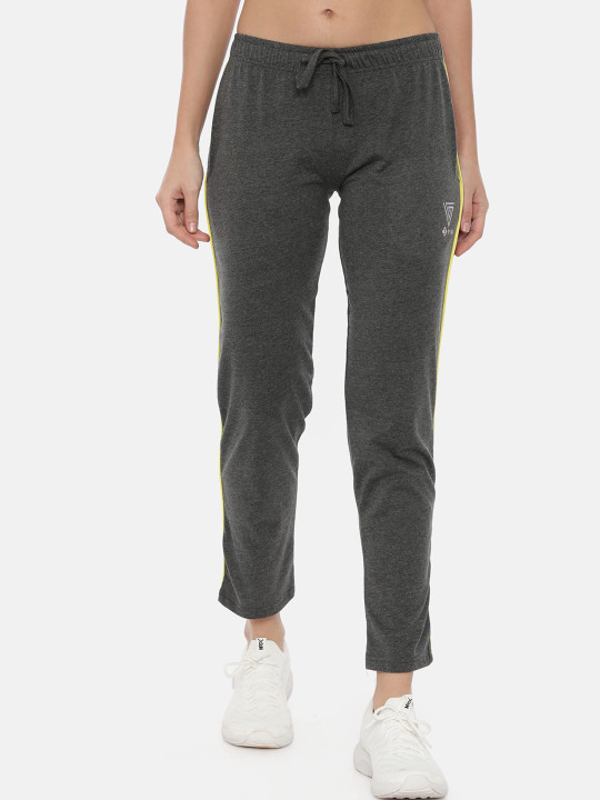 3PIN Women Grey Solid Slim-Fit Track Pants
