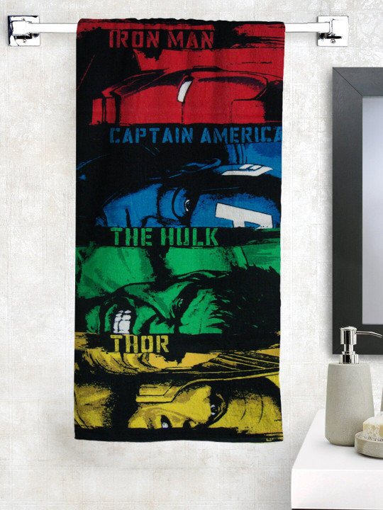 Marvel Kids Red & Blue Avengers Printed 350 GSM Pure Cotton Bath Towel