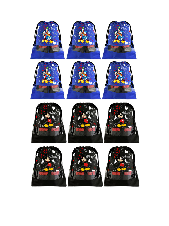 Kuber Industries Set Of 12 Black & Blue Disney Printed Shoe Organisers