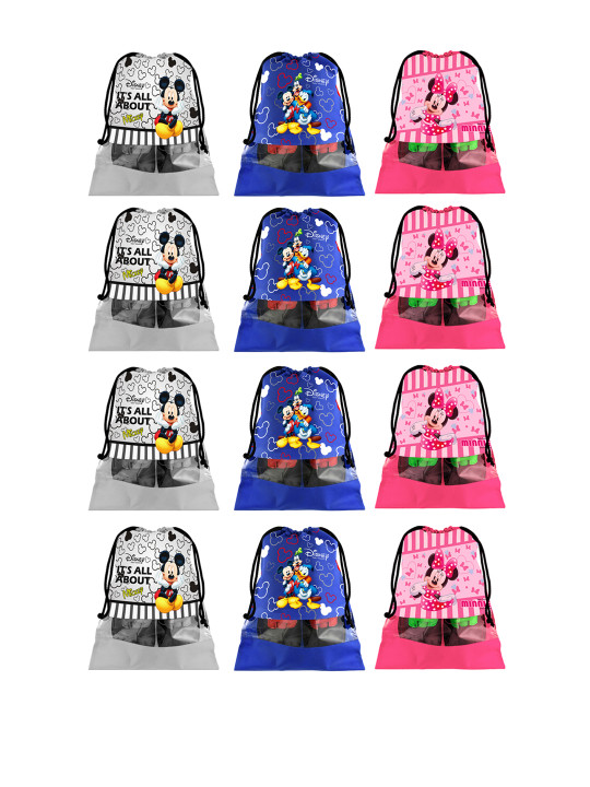 Kuber Industries Set Of 12 Blue, Pink & Grey Disney Printed Shoe Organisers
