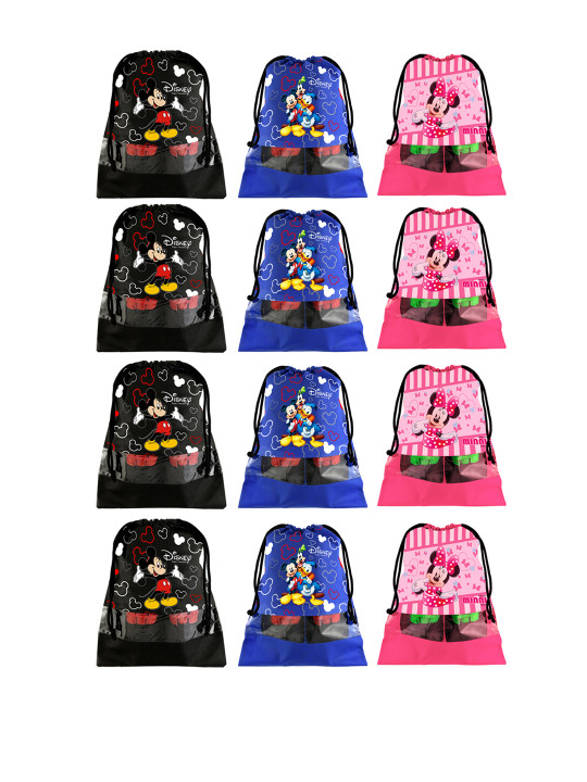 Kuber Industries Black, Blue & Pink Set Of 12 Disney Printed Dust-Proof Shoe Organisers