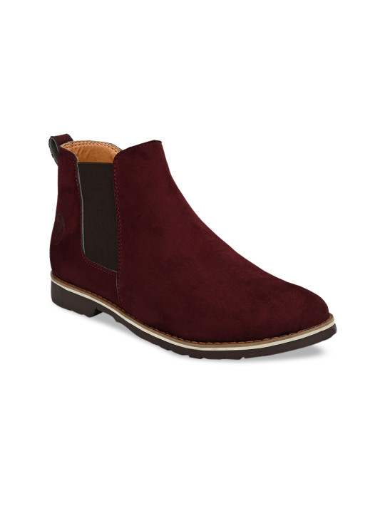 Roadster Men Maroon Solid Chelsea Boots