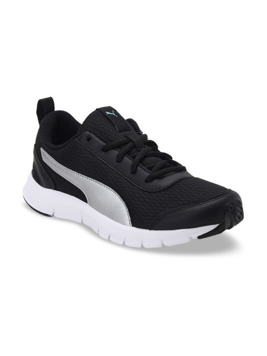 Puma Unisex Kids Black Woven Design Sneakers