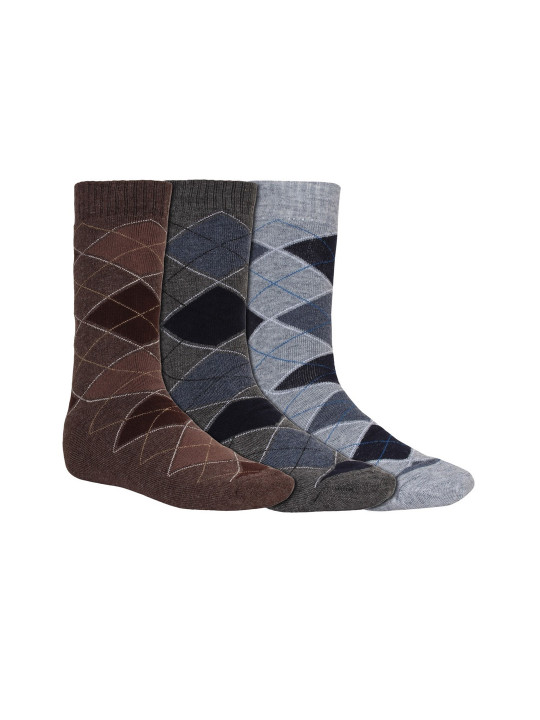 Creature Men Pack Of 3 Assorted Pure Combed Cotton Calf-Length Socks