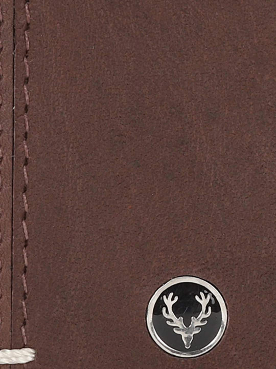 men brown solid leather two fold wallet