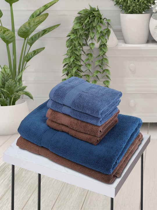 BIANCA Set Of 6 Solid Zero-Twist Pure Cotton 500 GSM Towel Set