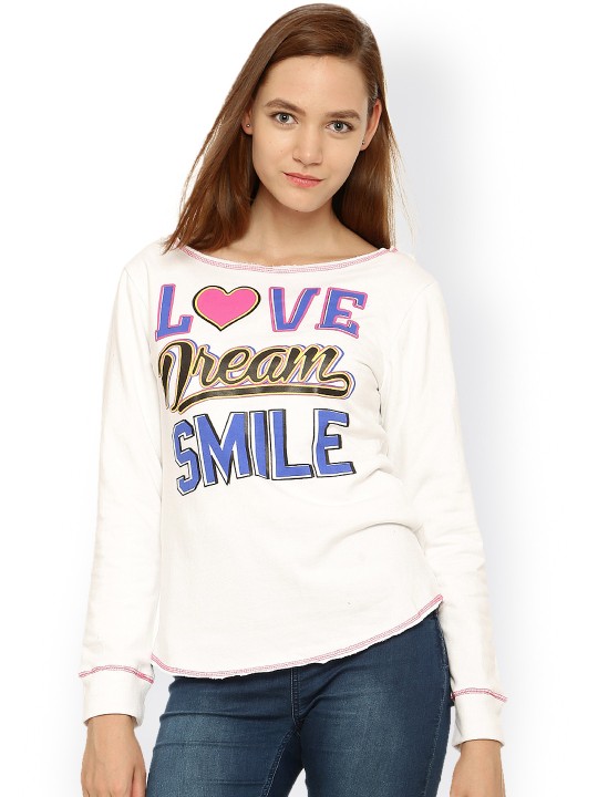 White Printed Sweatshirt S