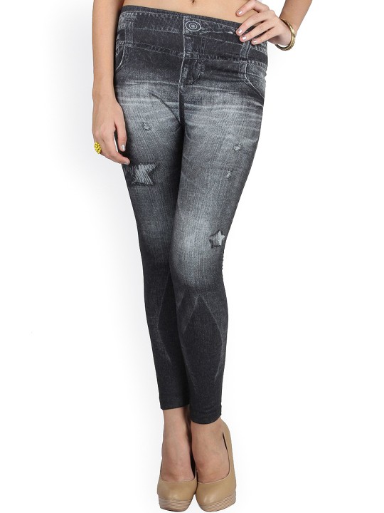 Grey Denim Look Leggings Buy Online In Guernsey At Desertcart