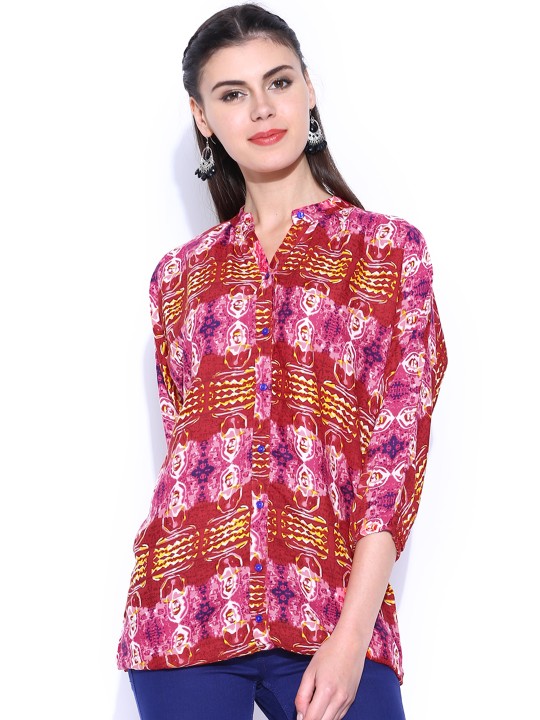 Women Red & Pink Printed Top