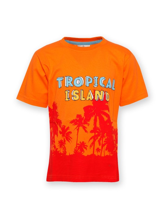 Tropical Tide Boys Orange Printed T-shirt 3-4Y