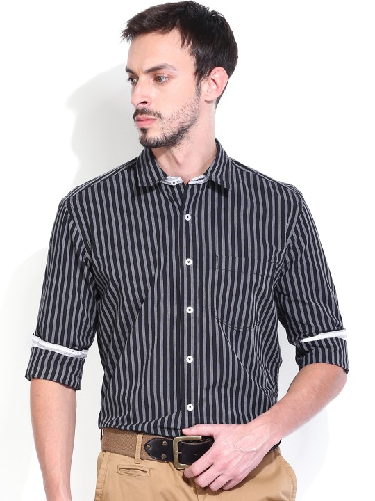 Men Black Striped Smart Casual Shirt 39