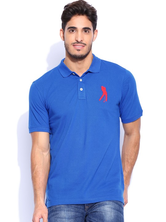 Men Blue Polo T-shirt S