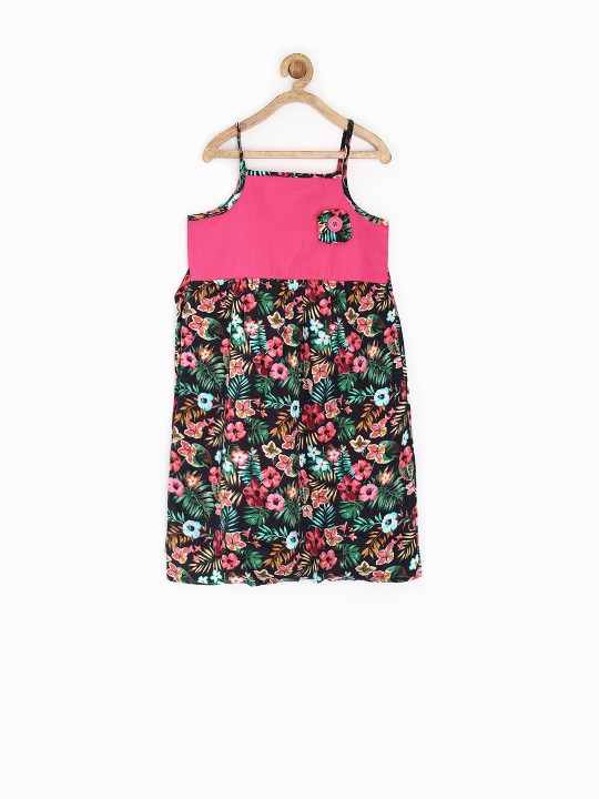 Black Printed Fit & Flare Dress 7-8Y