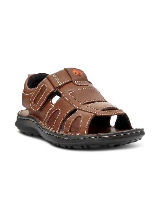 Men Tan Brown Leather Sandals 7