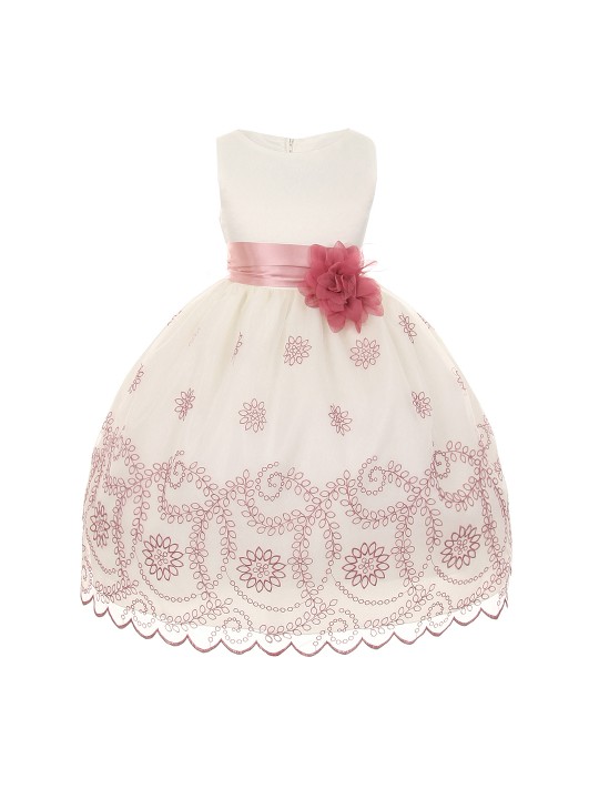 Girls White Embroidered Fit & Flare Dress 2-3Y