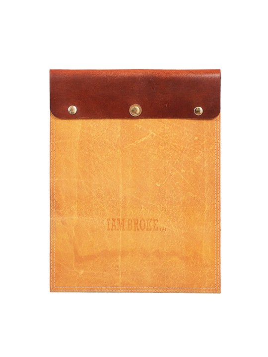 Unisex Tan Brown Hand-Painted & Handrafted Leather Laptop Sleeve