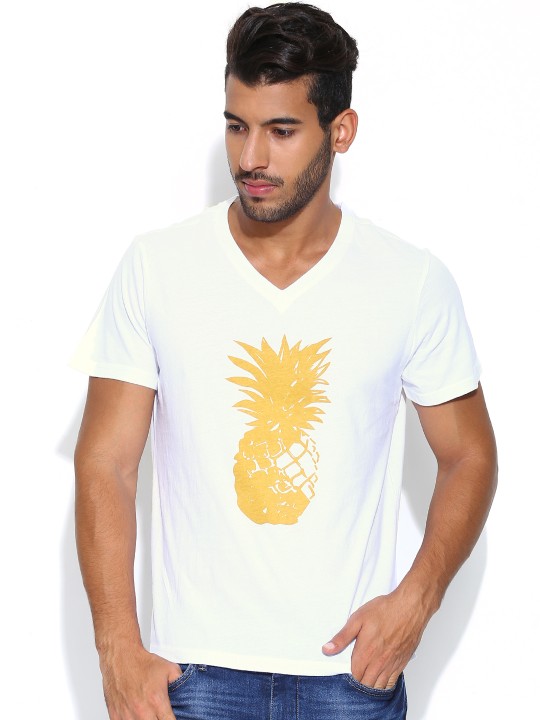 White Pineapple Print T-shirt S