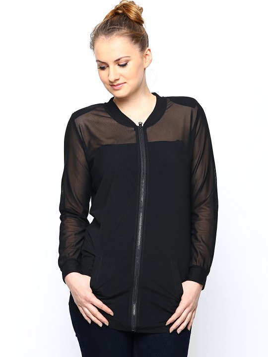 Women Black Sheer Jacket S/M