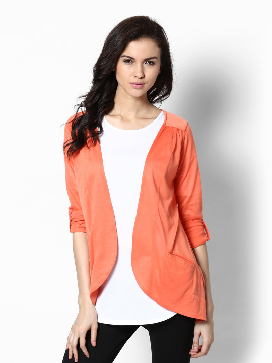 Price History of FEMMELLA Coral Orange Shrug from Myntra 111_115233