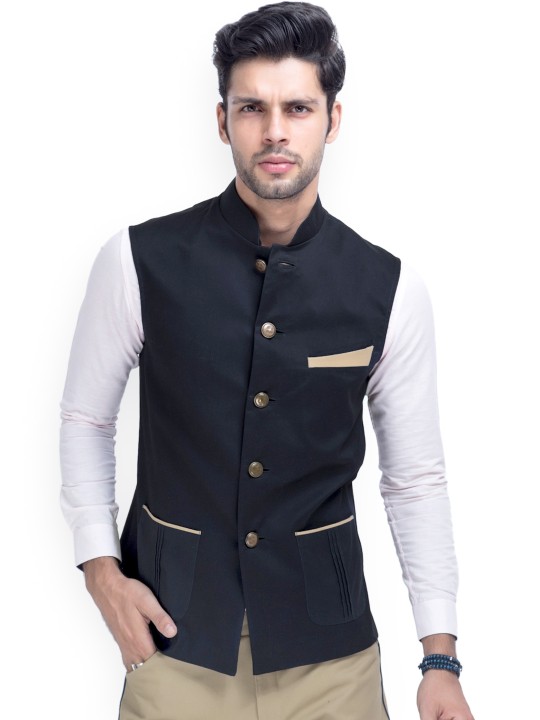 Men Black Nehru Waistcoat S