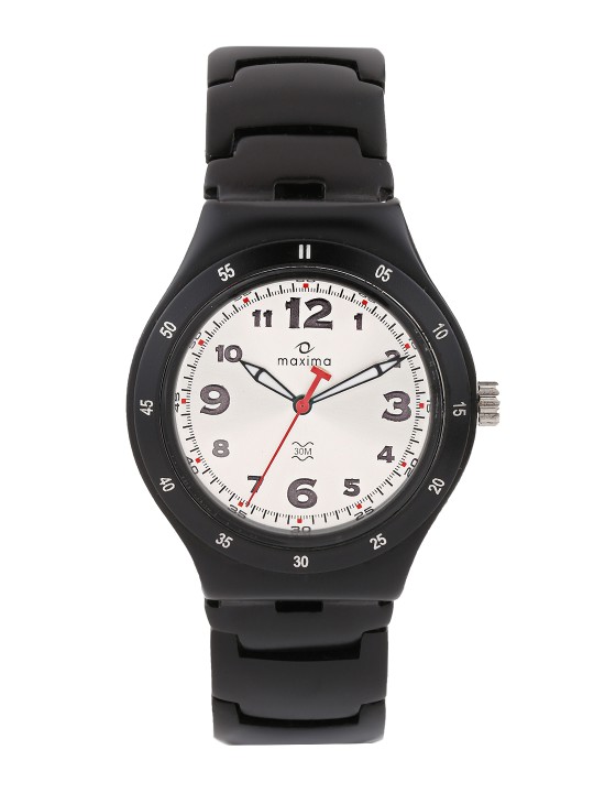 Maxima Men Silver-Toned Dial Watch 23793CMGB