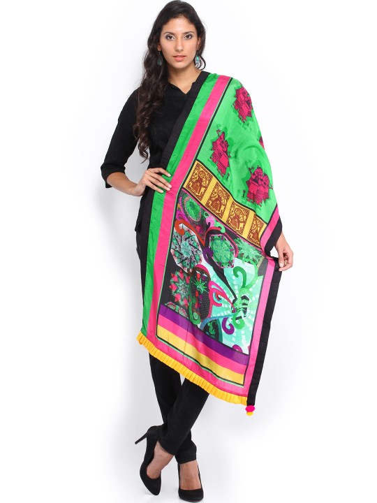 Women Multicoloured Silk Printed Stole