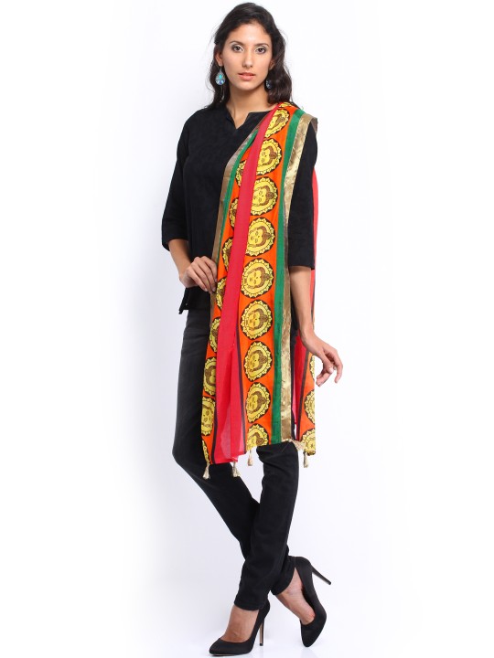 Women Multicoloured Silk Blend Printed Stole