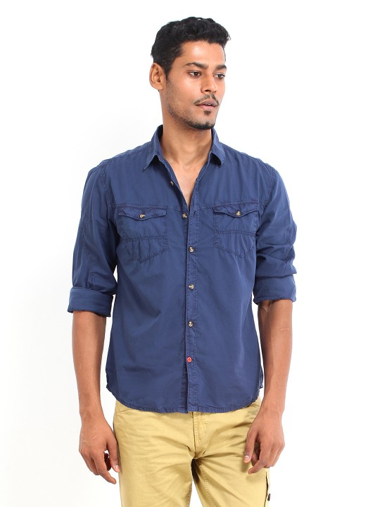 Men Navy Slim Fit Casual Shirt 38