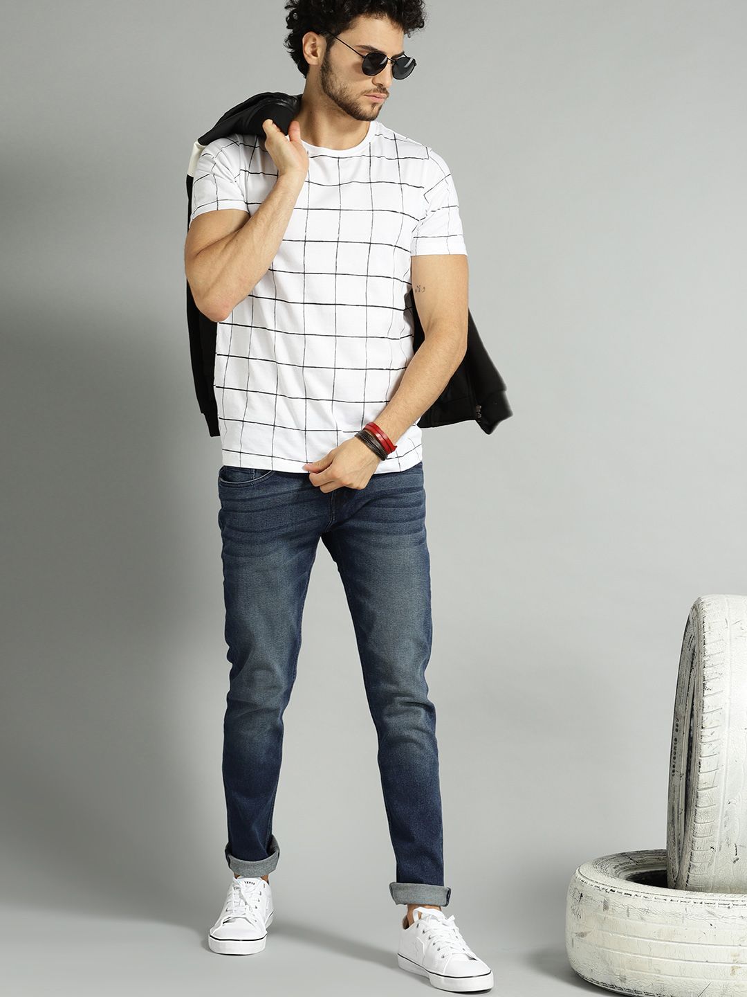 Roadster Men Navy Blue Skinny Fit Mid-Rise Clean Look Stretchable Jeans (Image - 3)