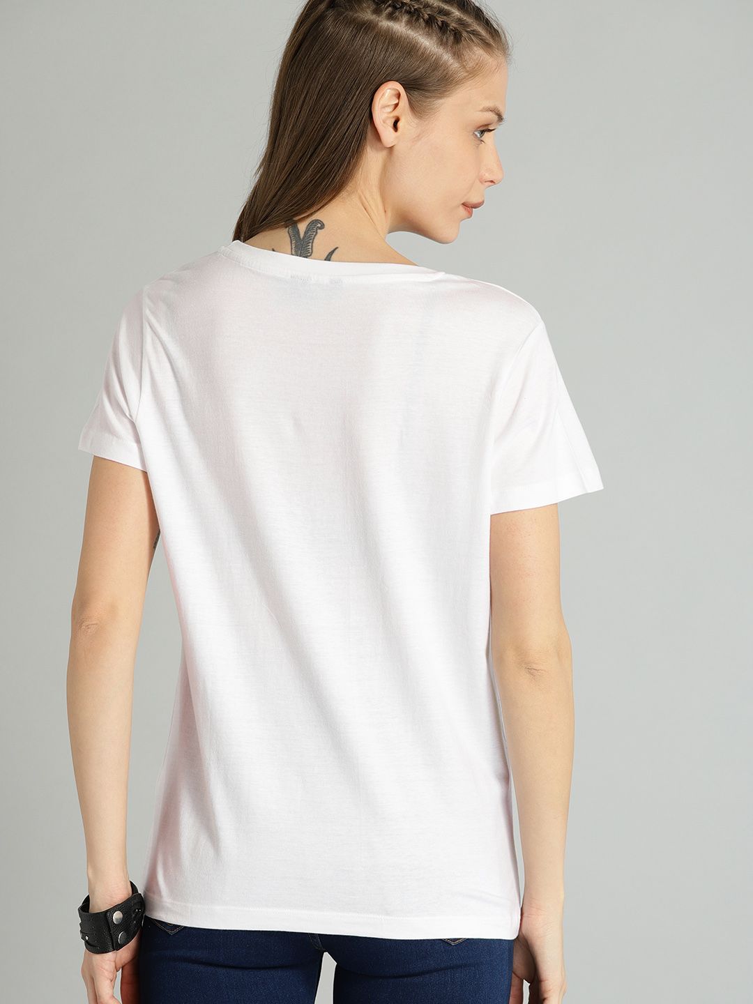 Roadster Women Pack of Two Pink & White Colourblocked Round Neck T-shirts (Image - 3)