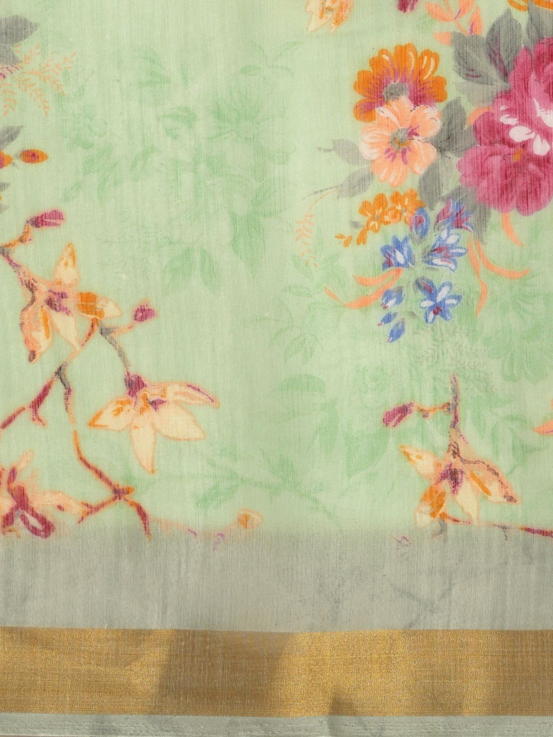 Saree mall Sea Green & Pink Printed Saree (Image - 2)