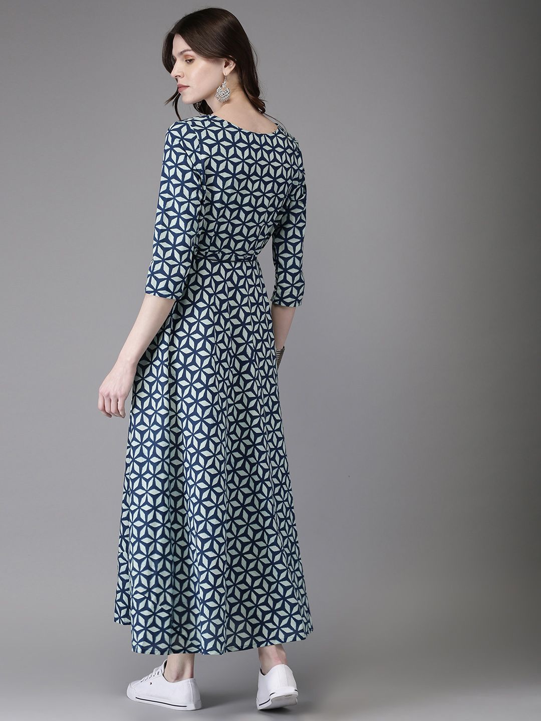 Anouk Women Blue Printed A-Line Kurta (Image - 3)