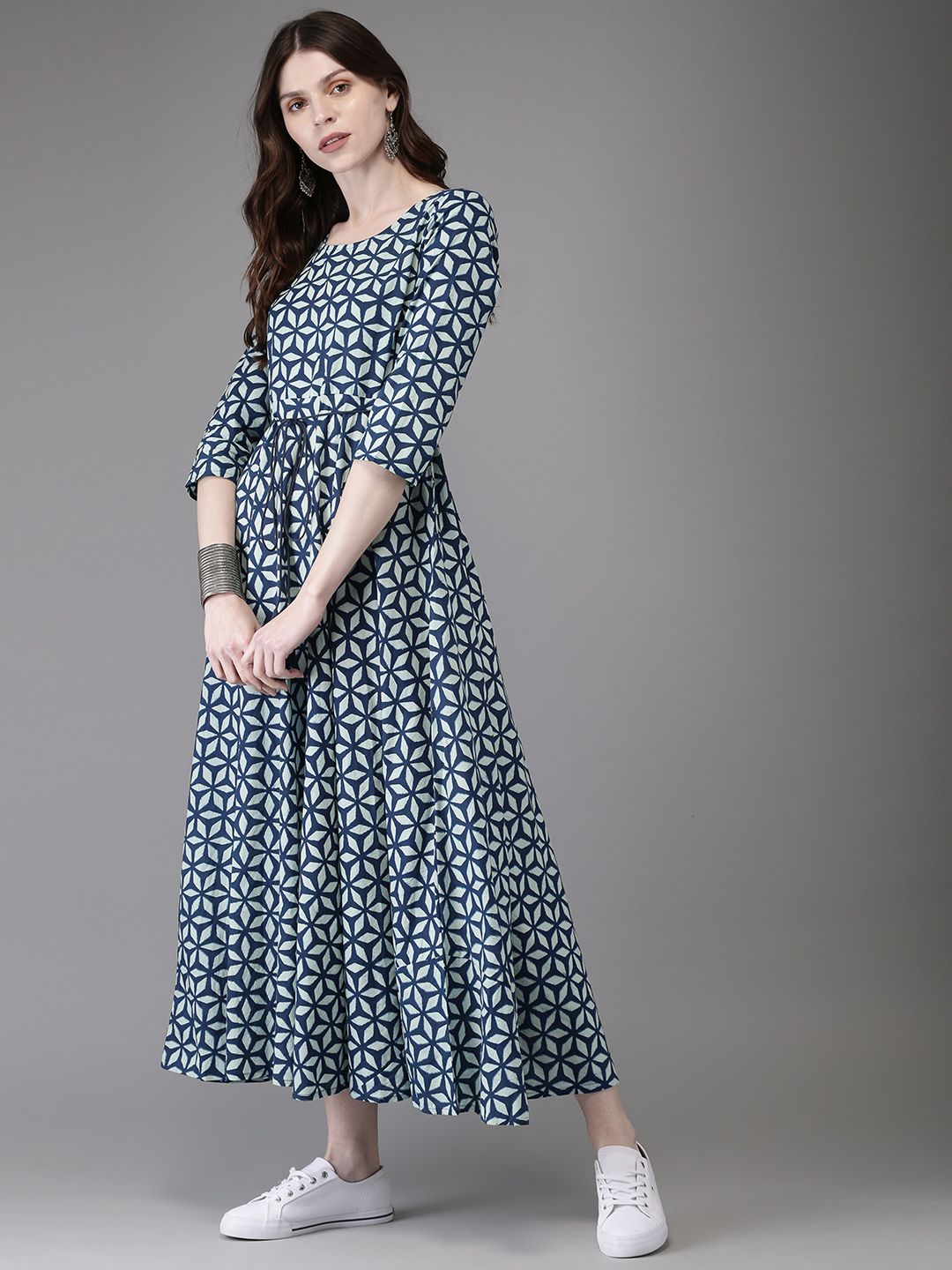 Anouk Women Blue Printed A-Line Kurta (Image - 2)