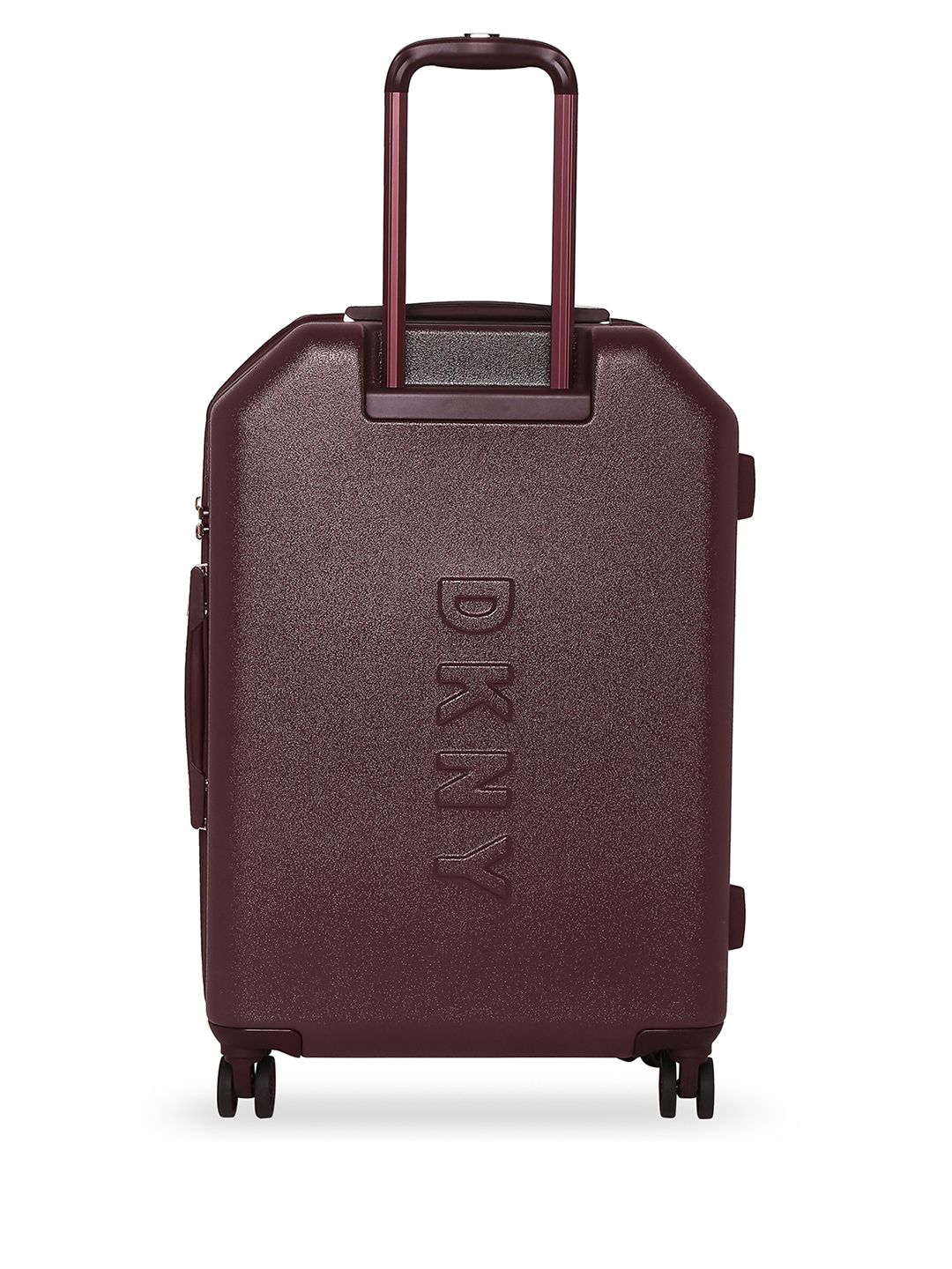 DKNY Unisex Burgundy Textured Allore Hard-Sided Large Trolley Suitcase (Image - 3)