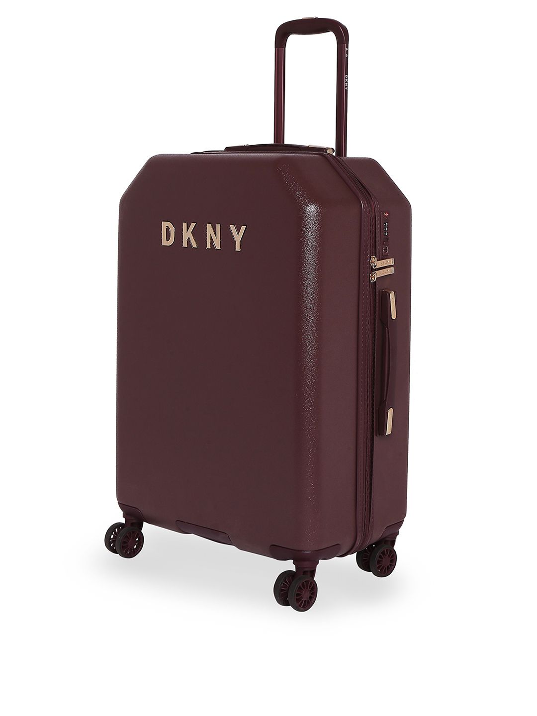 DKNY Unisex Burgundy Textured Allore Hard-Sided Large Trolley Suitcase (Image - 2)