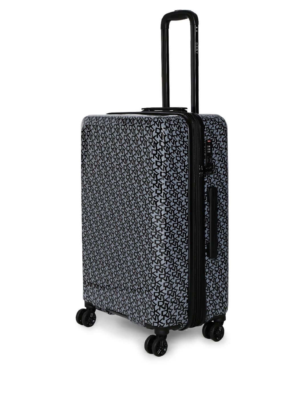 DKNY Unisex Black Printed Vintage Signature Hard-Sided Medium Trolley Suitcase (Image - 2)