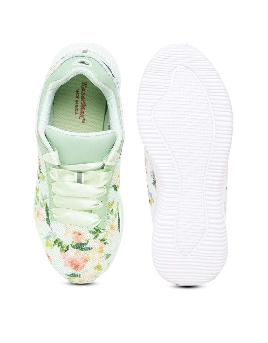 KazarMax Women Green & Pink Floral Print Taining Shoes (Image - 3)