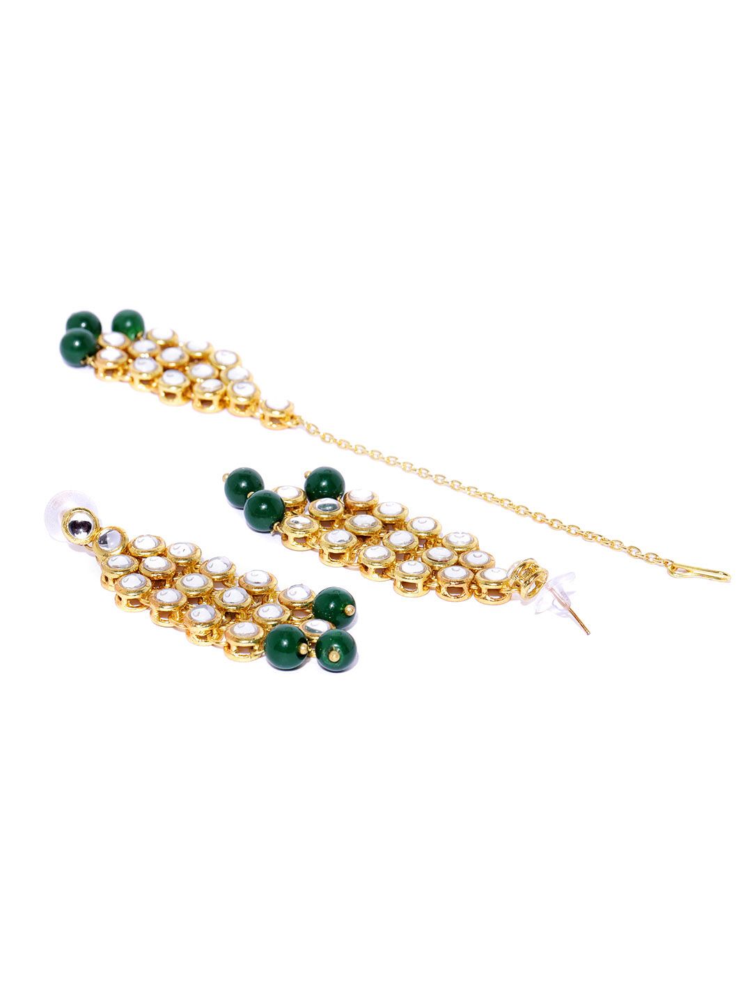Karatcart Green Gold-Plated Kundan-Studded Handcrafted Jewellery Set (Image - 3)