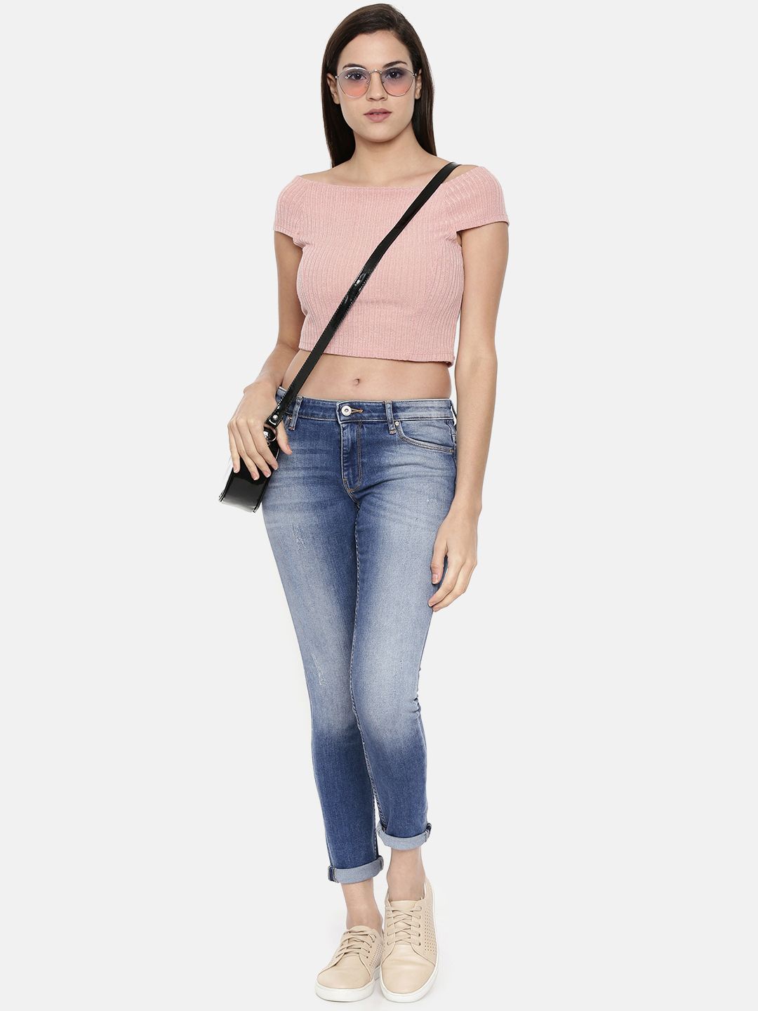 ONLY Women Blue Carmen Regular Skinny Fit Mid-Rise Low Distress Stretchable Jeans (Image - 3)