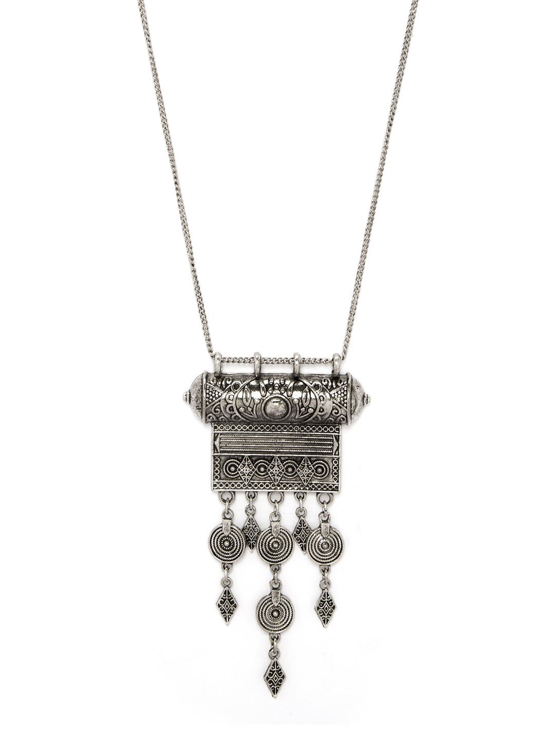 Rubans Oxidized Silver Toned Hand Crafted Necklace (Image - 1)