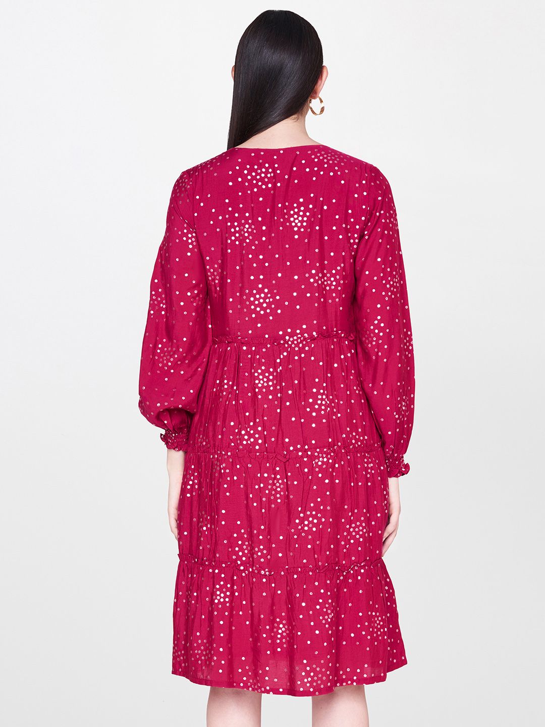AND Women Pink Printed Fit and Flare Dress (Image - 3)