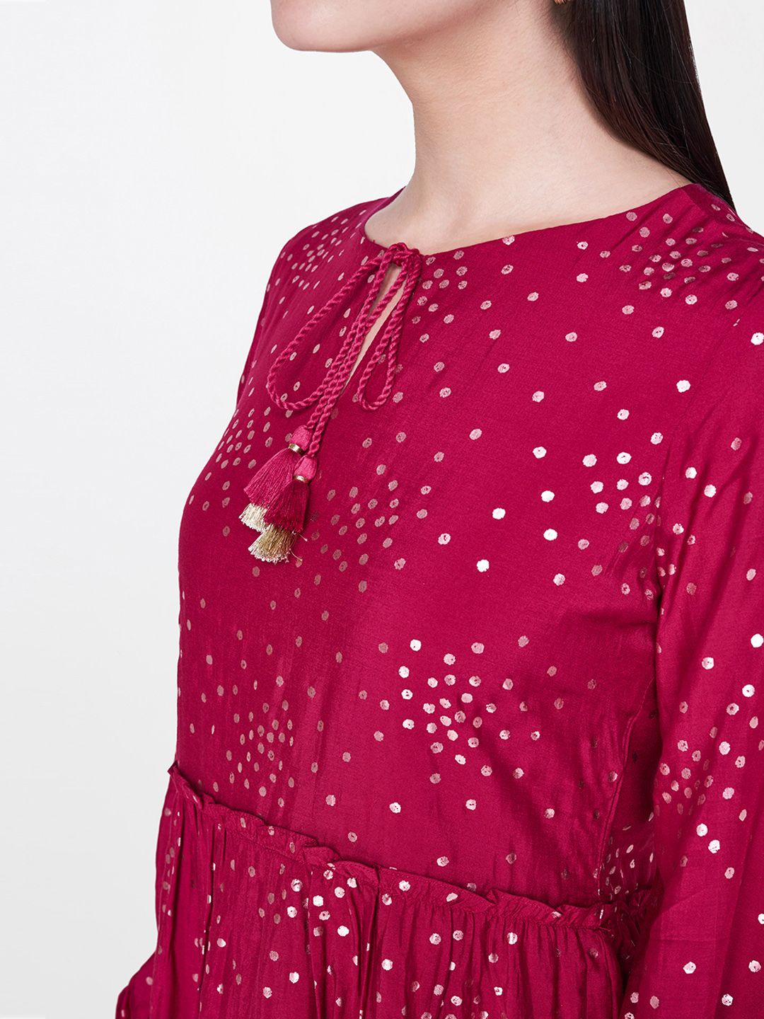 AND Women Pink Printed Fit and Flare Dress (Image - 1)