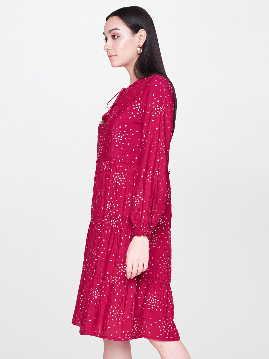 AND Women Pink Printed Fit and Flare Dress (Image - 2)