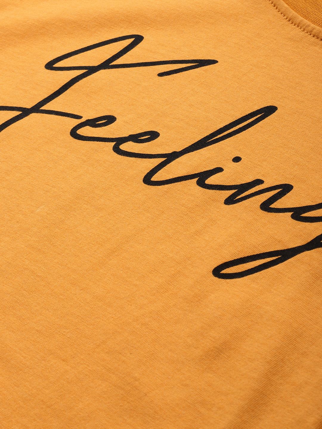 DILLINGER Women Mustard Yellow Printed Round Neck T-shirt (Image - 1)