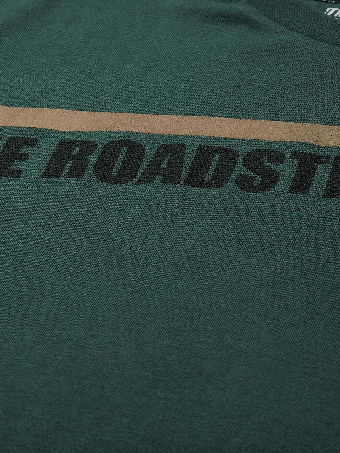 Roadster Men Teal Green Printed Round Neck T-shirt (Image - 1)