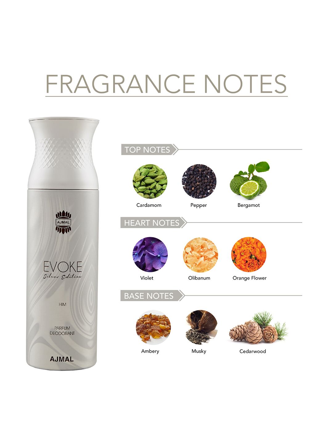 Ajmal Men Evoke Silver Edition Parfum Deodarant 200ml (Image - 2)